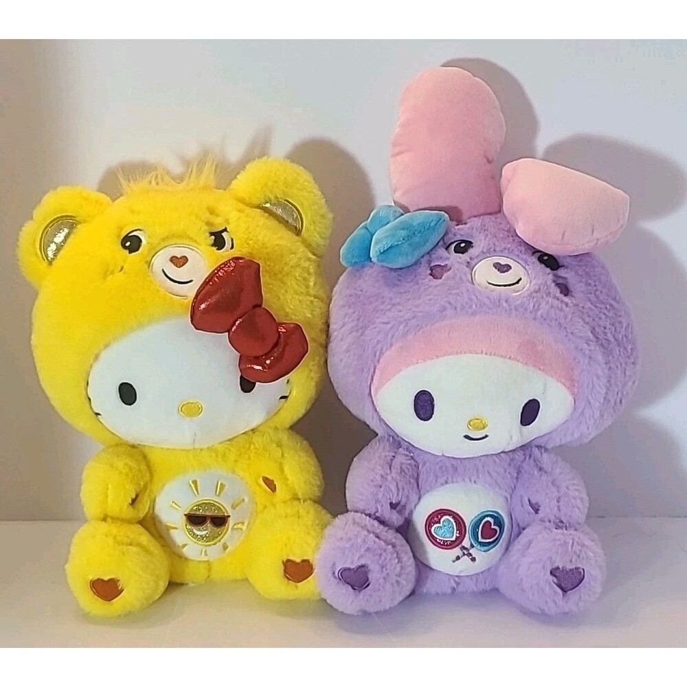Hello Kitty X Care Bear  Funshine Bear & Share Bear Plush Lot of 2